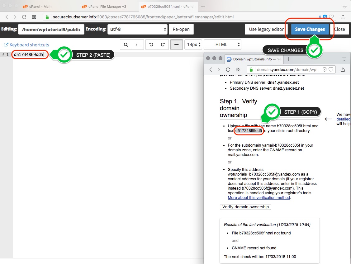 Paste the verification code and save the file Paste the verification code and save the file