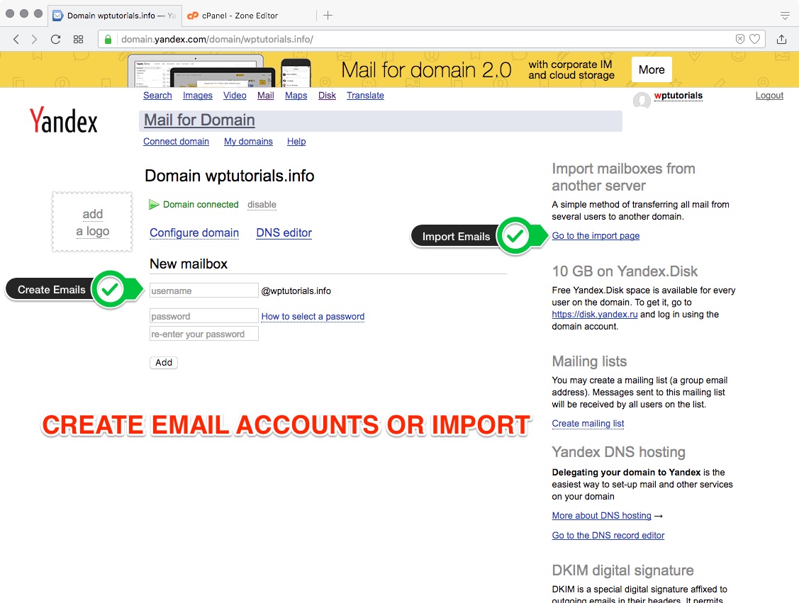 Create / Import Emails Create / Import Emails