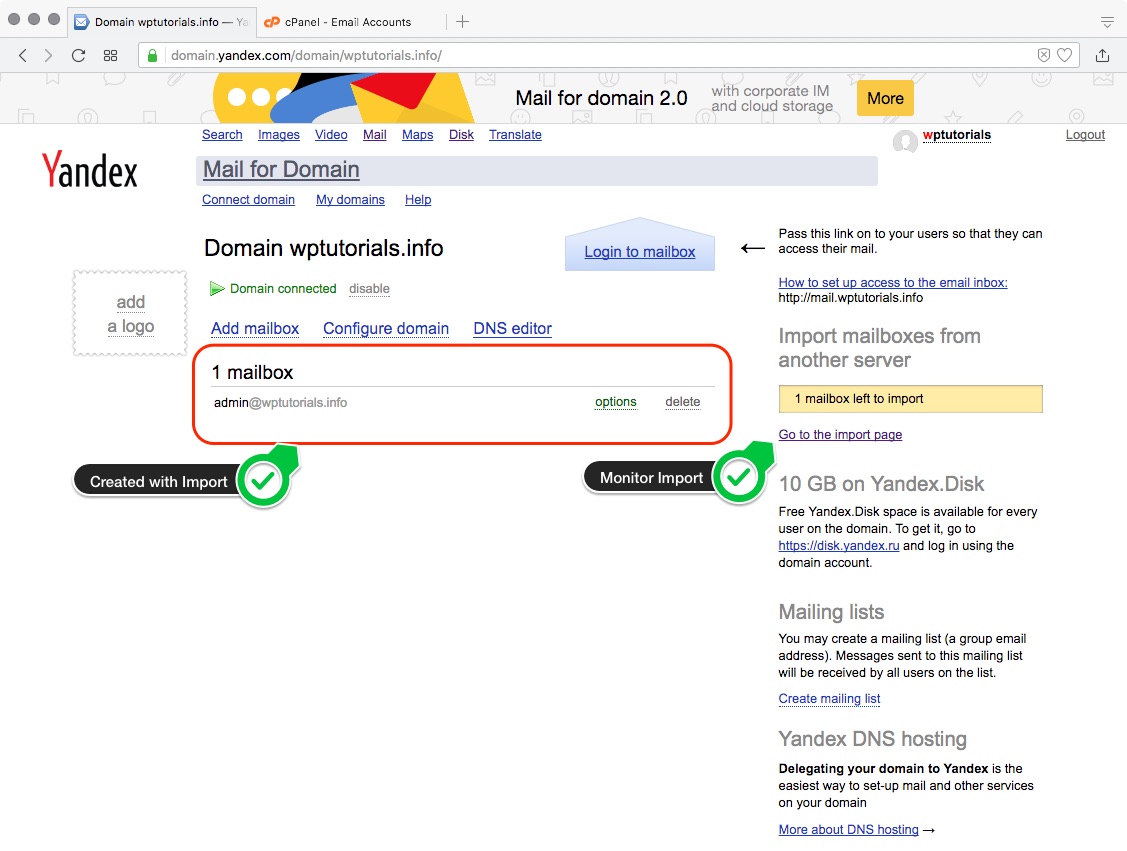Dashboard / Emails & Import Process Dashboard / Emails & Import Process
